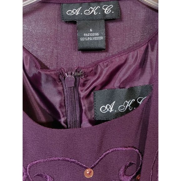 AKC Women s 6 Dress Matching Jacket Eggplant Purple Semi-Formal - Picture 3 of 6